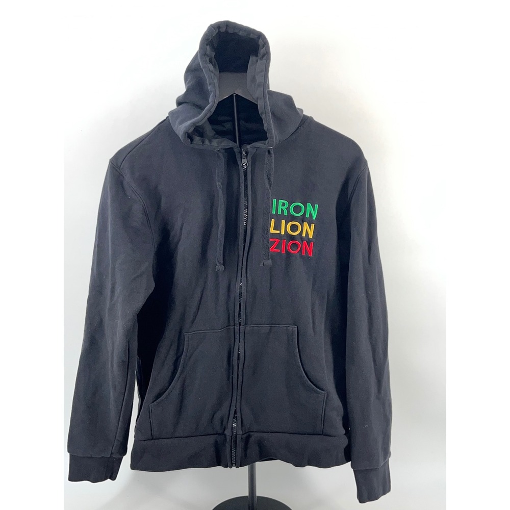 Zion Rootswear Iron Lion Zion Graphic Full Zip Hoodie‎ Sweatshirt Black L